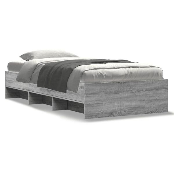 vidaXL Estructura de cama madera de ingenier&iacute;a gris Sonoma 75x190 cm