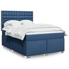 vidaXL Cama box spring con colch&oacute;n tela azul 140x200 cm