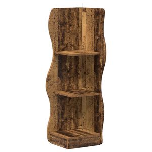 vidaXL Estante de esquina Madera envejecida 34 x 33 x 102 cm