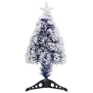 vidaXL &Aacute;rbol de Navidad con luces fibra &oacute;ptica blanco y azul 64 cm