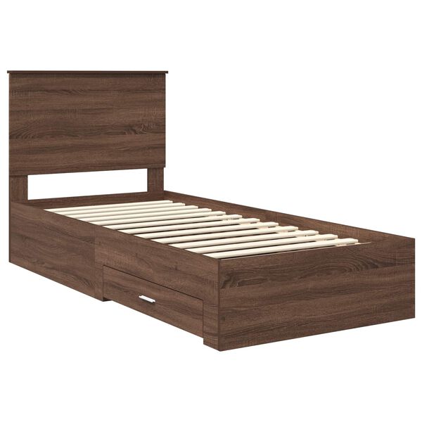 vidaXL Estructura de cama con caj&oacute;n Roble Marr&oacute;n y Plata 100 x 200 cm