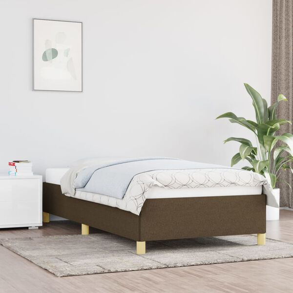 vidaXL Estructura de cama sin colch&oacute;n tela marr&oacute;n oscuro 90x190 cm