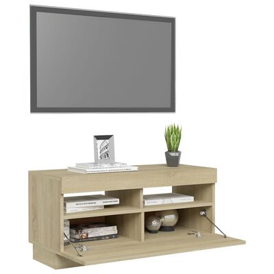 vidaXL Mueble de TV con luces LED roble Sonoma 80x35x40 cm