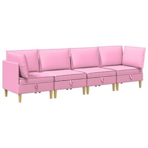 vidaXL Juego de sof&aacute; modular con almacenamiento 4 uds. Rosa Tela