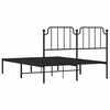 vidaXL Estructura cama sin colch&oacute;n con cabecero metal negro 135x190 cm