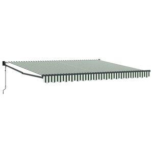 vidaXL Toldo retr&aacute;ctil Verde y blanco 400 x 300 cm Poli&eacute;ster y metal