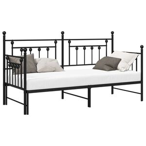 vidaXL Estructura de cama de d&iacute;a con cabecera Negro 75 x 190 cm Acero