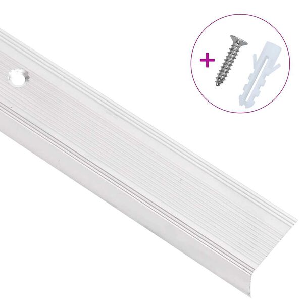 vidaXL Perfiles de pelda&ntilde;os forma de L 5 uds aluminio plata 100 cm