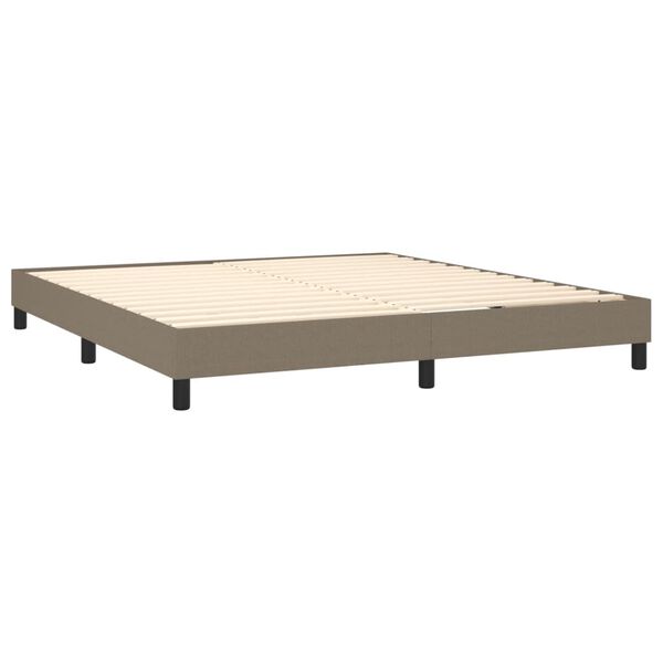 vidaXL Cama box spring con colch&oacute;n tela gris taupe 180x200 cm
