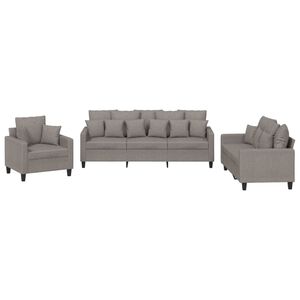 vidaXL Juego de sof&aacute;s con cojines 3 piezas tela gris taupe