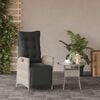 vidaXL Sillón reclinable de jardín con reposapiés ratán PE gris claro