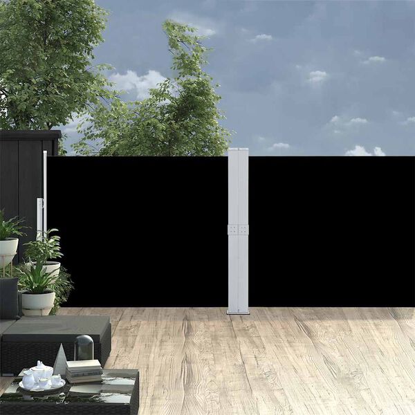 vidaXL Toldo lateral retráctil para patio negro 140x1200 cm