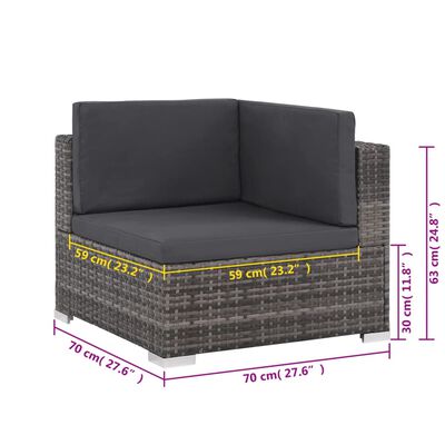 vidaXL Set de sofás de jardín 6 piezas y cojines ratán sintético gris