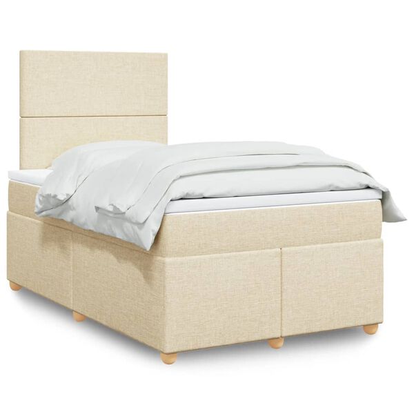 vidaXL Cama box spring con colch&oacute;n tela color crema 120x190 cm