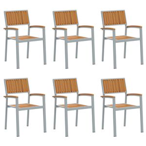 vidaXL Silla Apilable 6 uds. Marr&oacute;n Madera de Acacia S&oacute;lida Apilable