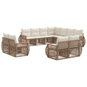 vidaXL Conjunto de sof&aacute;s de jard&iacute;n 11 pcs Beige y blanco crema