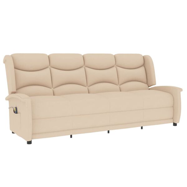 vidaXL Sill&oacute;n reclinable de masaje de 4 plazas tela crema
