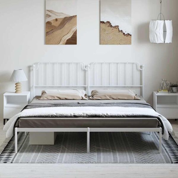 vidaXL Estructura cama sin colch&oacute;n con cabecero metal blanco 183x213cm