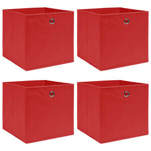 vidaXL Cajas de almacenaje 4 uds tela rojo 32x32x32 cm