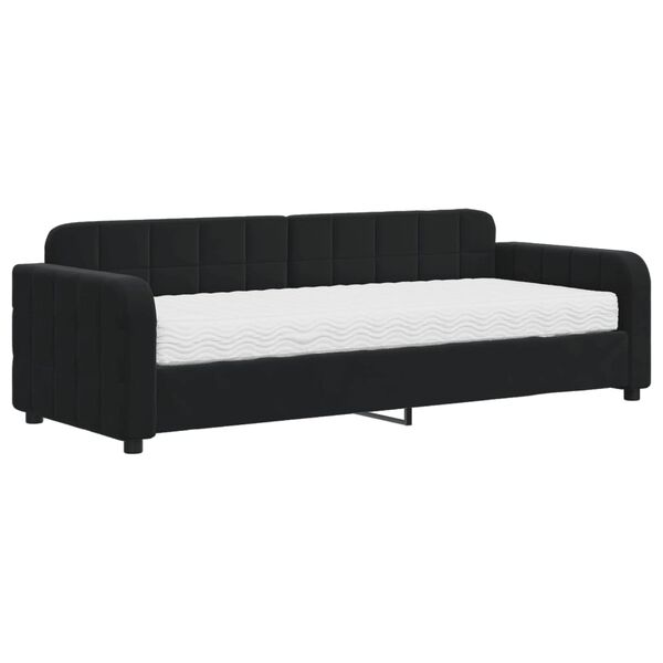 vidaXL Sofá cama con colchón terciopelo negro 80x200 cm