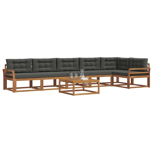 vidaXL Conjunto de sof&aacute;s de exterior 7 pcs Natural y Antracita