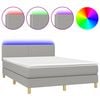 vidaXL Cama box spring colch&oacute;n y luces LED tela gris claro 140x190 cm