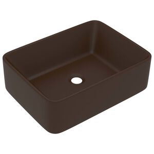 vidaXL Lavabo de lujo cerámica marrón oscuro mate 41x30x12 cm