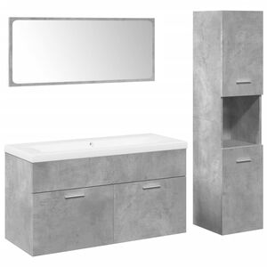 vidaXL Juego muebles de ba&ntilde;o 4 pzas madera contrachapada gris hormig&oacute;n