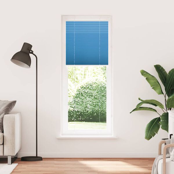vidaXL Estor Plisado azul 75x200 cm Tela Ancho 74,4 cm Poli&eacute;ster