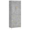 vidaXL Aparador alto madera contrachapada gris hormig&oacute;n 69,5x34x180 cm