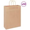 vidaXL Bolsas de papel con asas 50 uds marr&oacute;n 32x12x42 cm