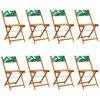 vidaXL Sillas plegables, 8 unidades, tela verde y madera maciza.