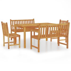 vidaXL Juego de comedor para jardín 5 piezas madera maciza de teca
