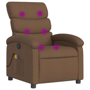 vidaXL Sill&oacute;n reclinable con masaje de tela marr&oacute;n