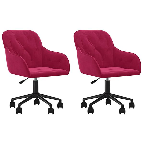 vidaXL Sillas de comedor giratorias 2 unidades terciopelo rojo tinto