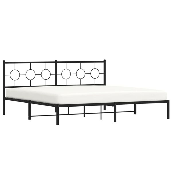 vidaXL Estructura cama sin colch&oacute;n con cabecero metal negro 193x203 cm