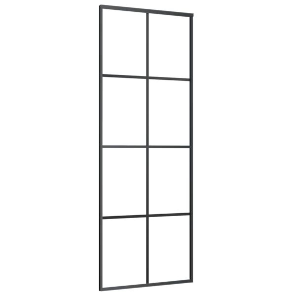 vidaXL Puerta corredera vidrio ESG y aluminio negro 76x205 cm