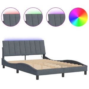vidaXL Estructura de cama con LED sin colch&oacute;n Hanko terciopelo gris oscuro 140x190 cm