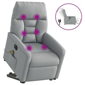 vidaXL Sill&oacute;n de masaje el&eacute;ctrico reclinable elevable tela gris claro