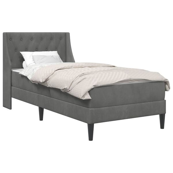 vidaXL Estructura de cama con colch&oacute;n Gris oscuro 90 x 190 cm