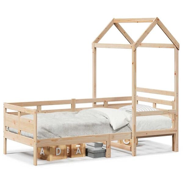 vidaXL Sof&aacute; cama con techo madera maciza de pino 90x190 cm