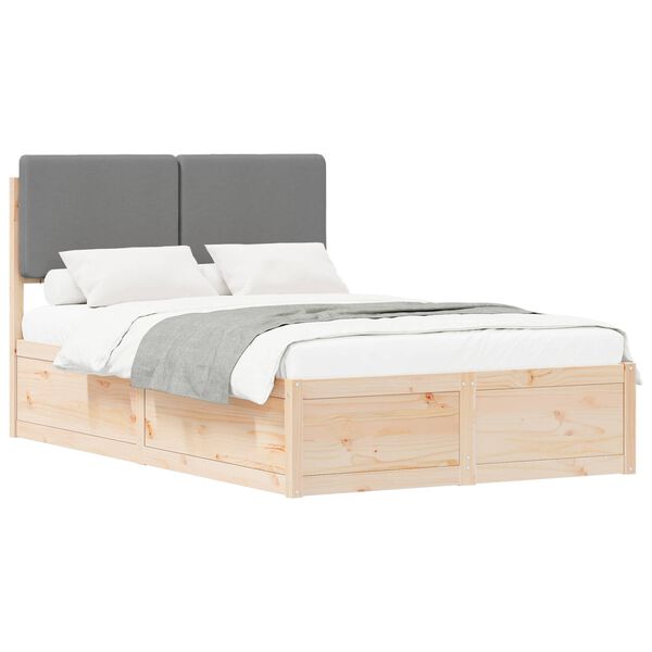 vidaXL Estructura de Cama con Cabecera Tapizada Gris Claro