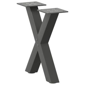 vidaXL Patas para mesa de centro en forma de X (2 unidades), antracita, 37 x (30-31) cm, acero
