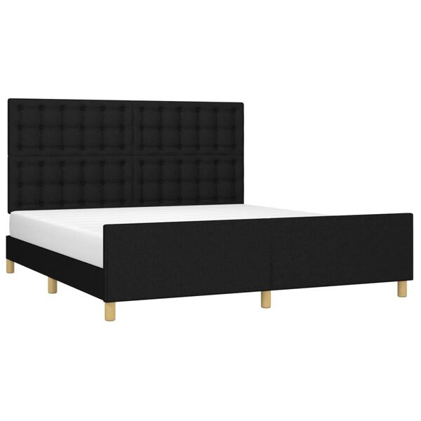 vidaXL Estructura de cama con cabecero de tela negro 180x200 cm