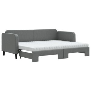 vidaXL Sof&aacute; cama nido con colch&oacute;n tela gris oscuro 80x200 cm