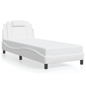 vidaXL Estructura de cama Viana sin colch&oacute;n cuero sint&eacute;tico blanco 90x200 cm