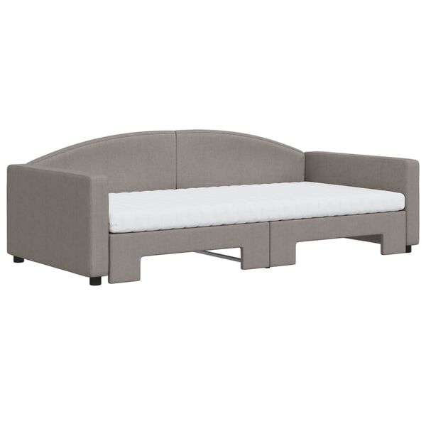 vidaXL Sof&aacute; cama nido con colch&oacute;n tela gris taupe 100x200 cm