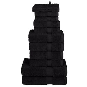 vidaXL Juego de toallas premium SOLUND 12 unidades negro 600 gsm