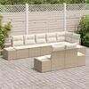 vidaXL Conjunto de sof&aacute; de jard&iacute;n 8 pcs Beige y Crema rat&aacute;n sint&eacute;tico