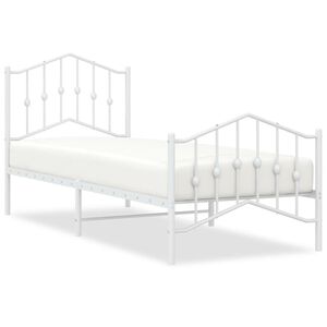 vidaXL Estructura cama sin colch&oacute;n con estribo metal blanco 90x200 cm